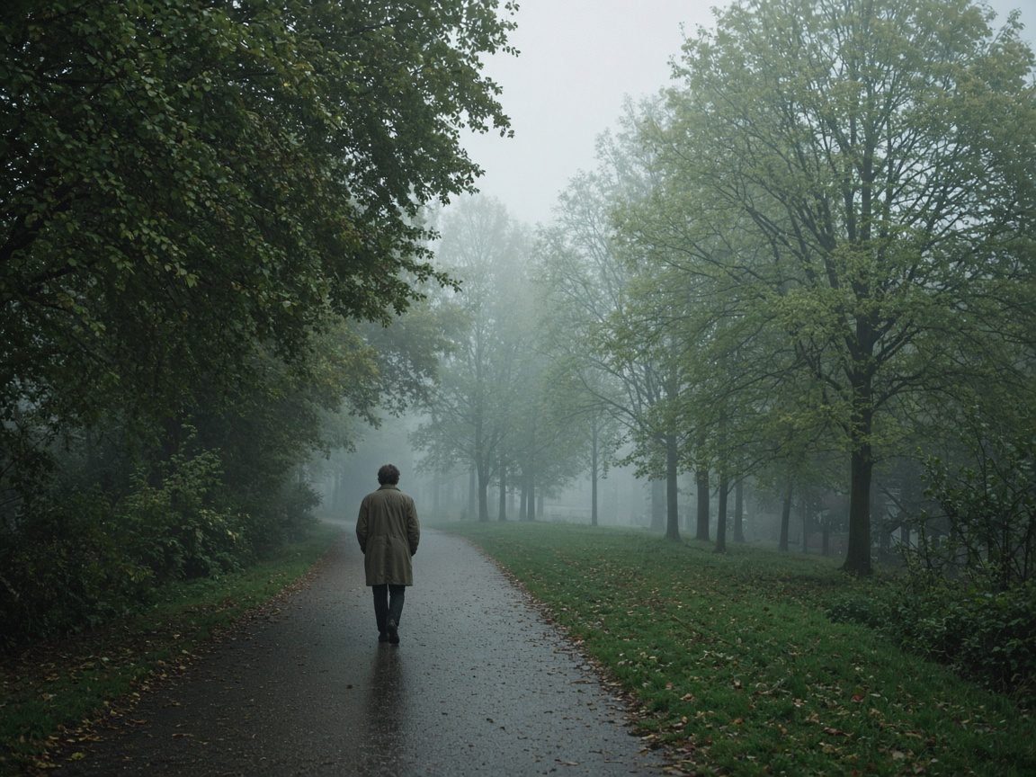 Morning walk in a park